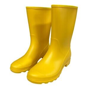 HISEA Womens Size 8.5 Yellow Mid-Calf PVC Rubber Waterproof Wide Calf Rain Boots